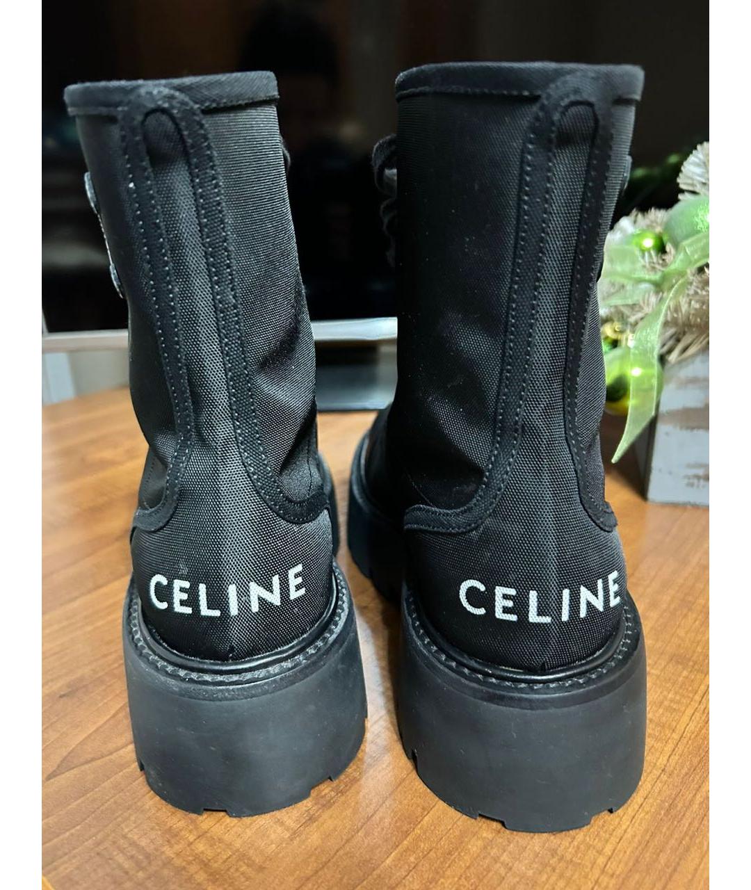 CELINE Черные текстильные ботинки, фото 4