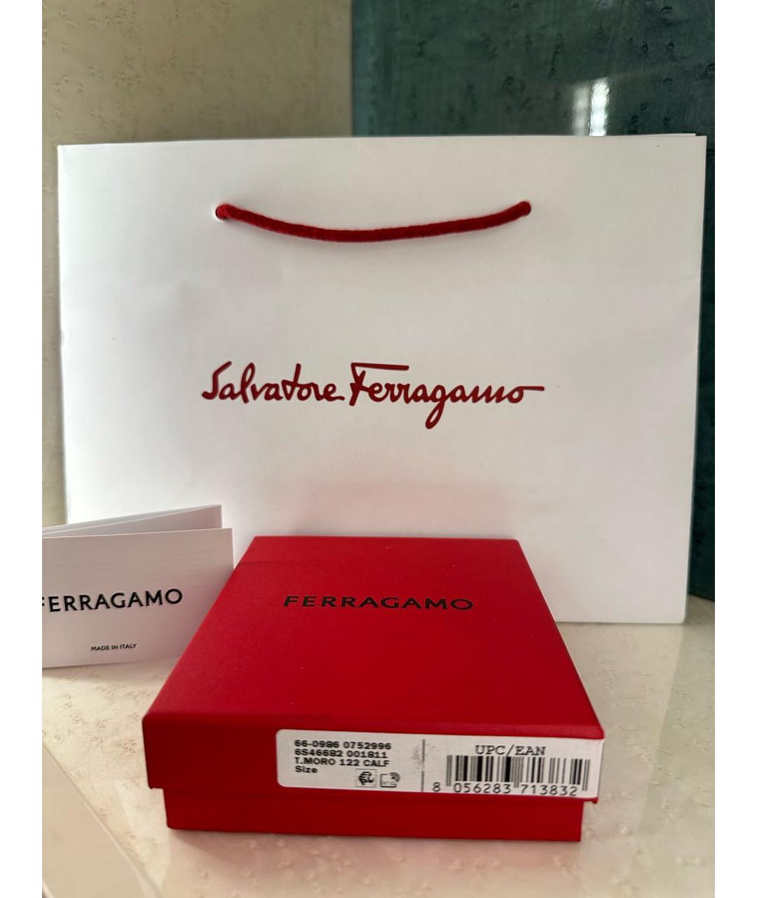 SALVATORE FERRAGAMO Коричневый кожаный кошелек, фото 8