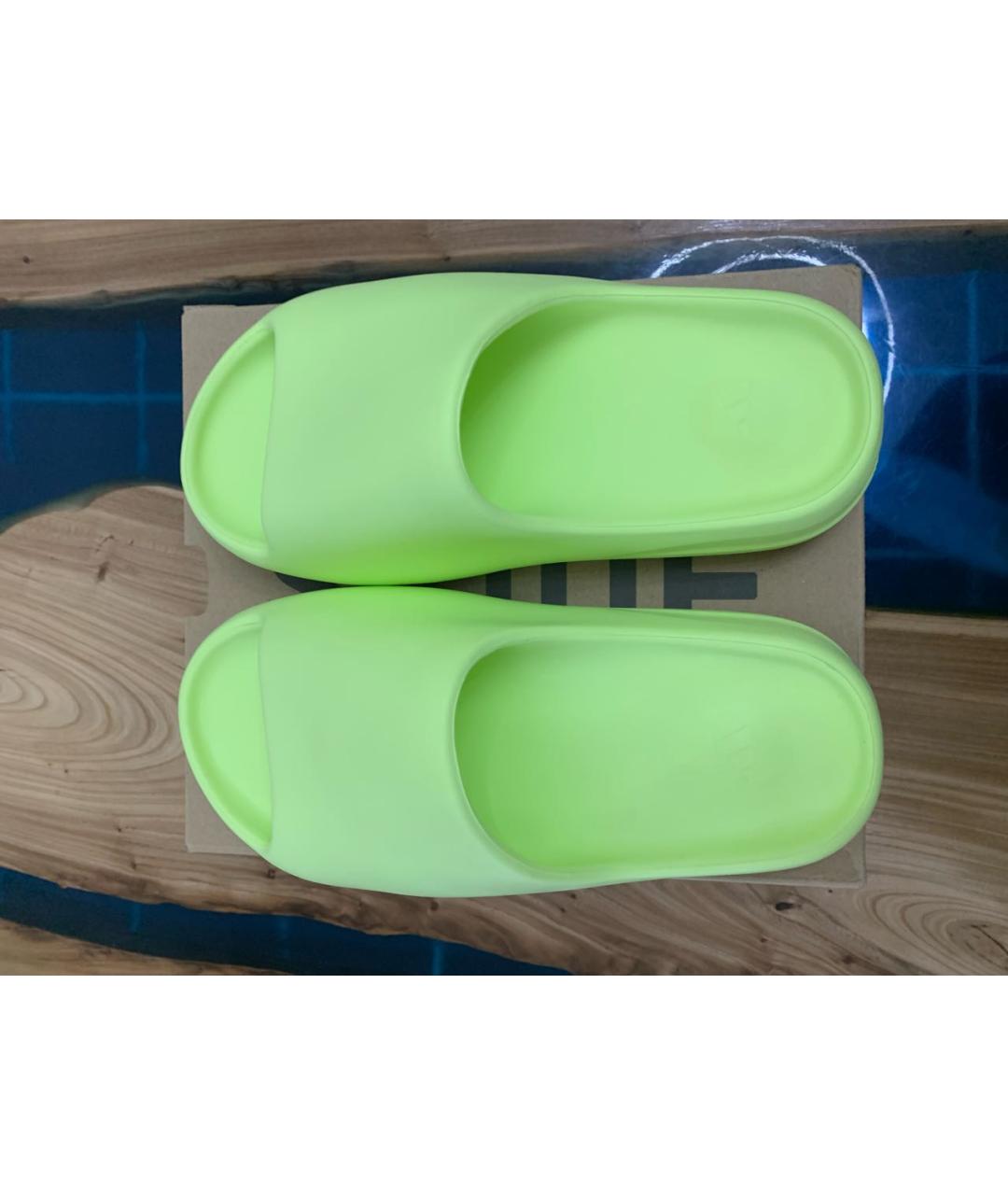 ADIDAS YEEZY Салатовые шлепанцы, фото 3