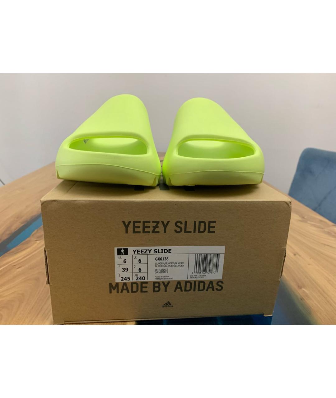 ADIDAS YEEZY Салатовые шлепанцы, фото 2