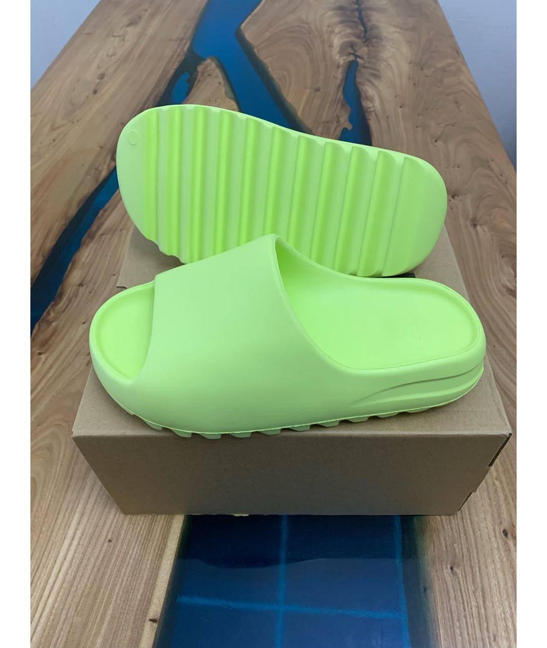 ADIDAS YEEZY Салатовые шлепанцы, фото 6
