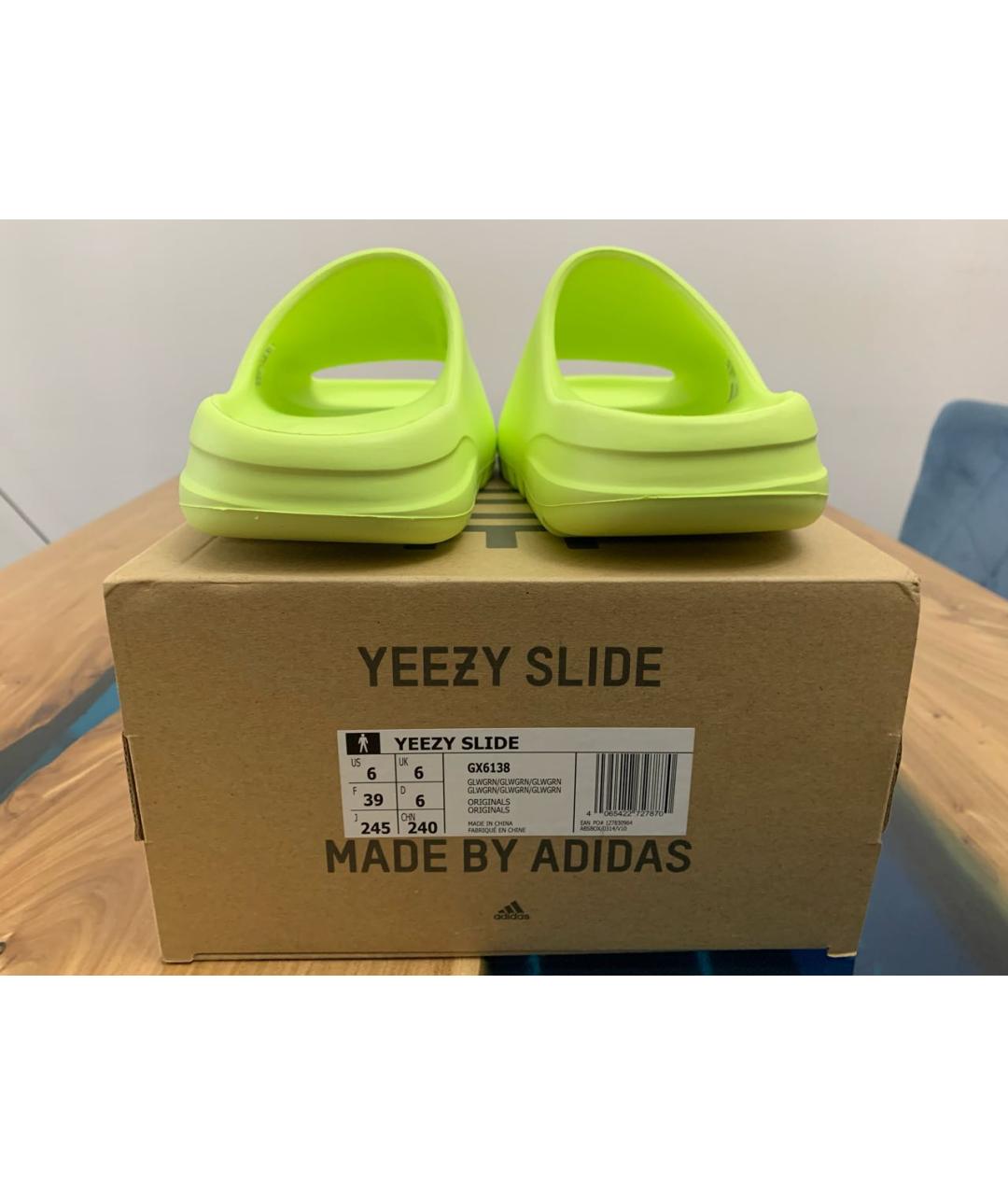 ADIDAS YEEZY Салатовые шлепанцы, фото 4
