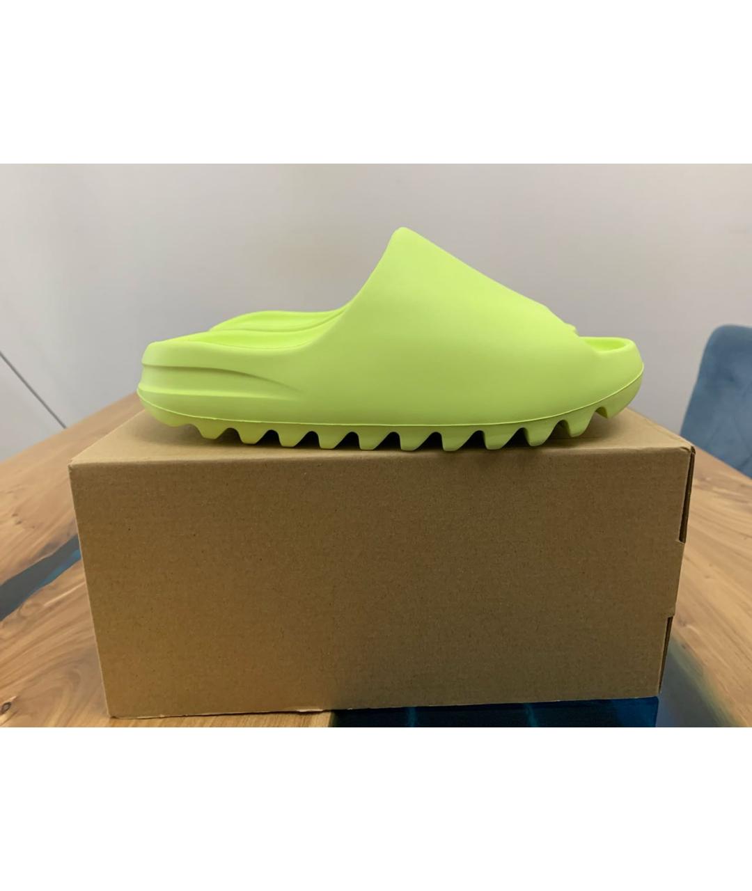 ADIDAS YEEZY Салатовые шлепанцы, фото 8