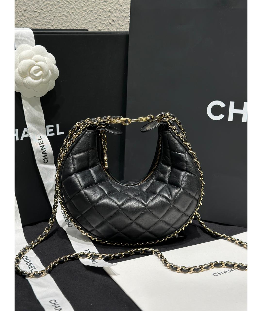 CHANEL Черная кожаная сумка через плечо, фото 4