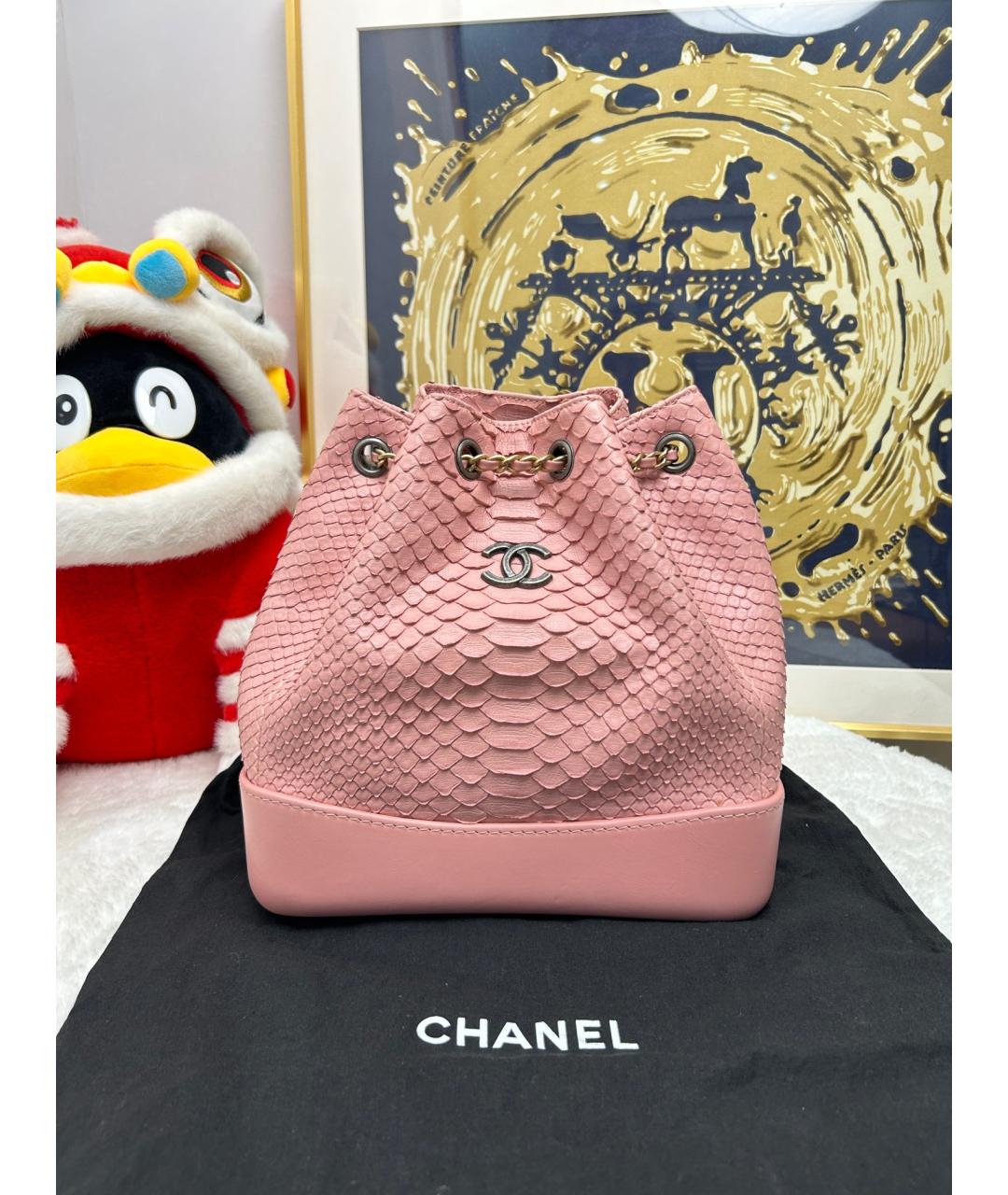 CHANEL Розовый кожаный рюкзак, фото 6