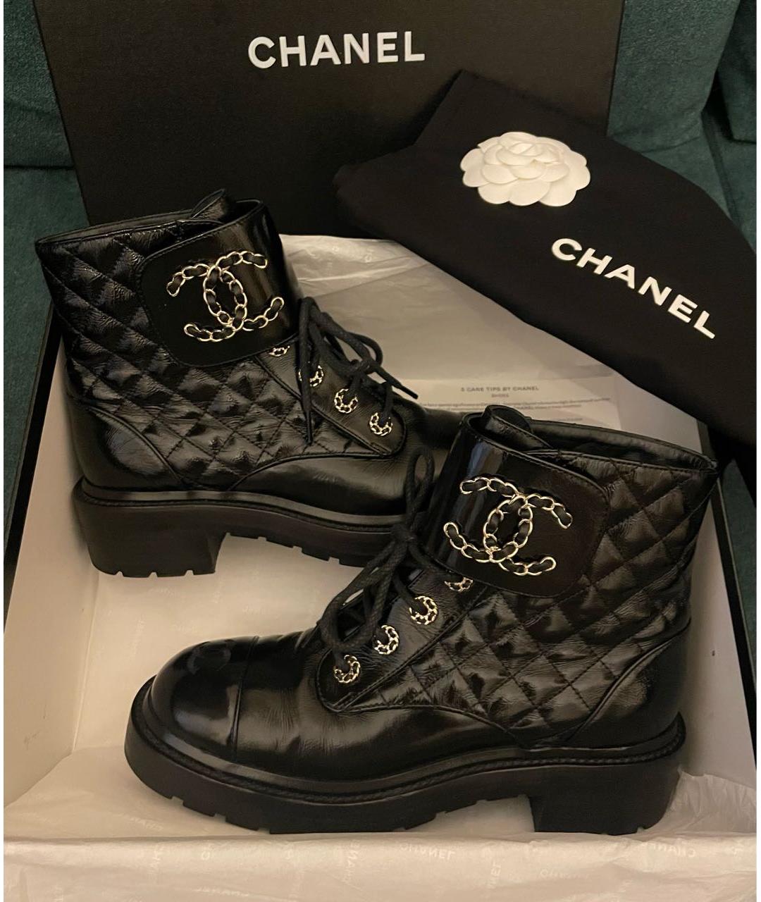 CHANEL Черные кожаные ботинки, фото 2