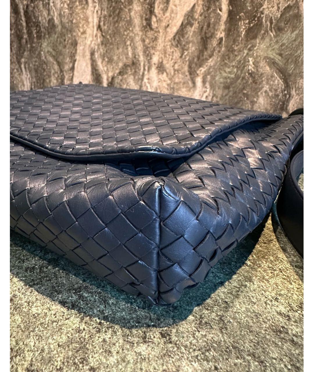 BOTTEGA VENETA Темно-синяя кожаная сумка на плечо, фото 3