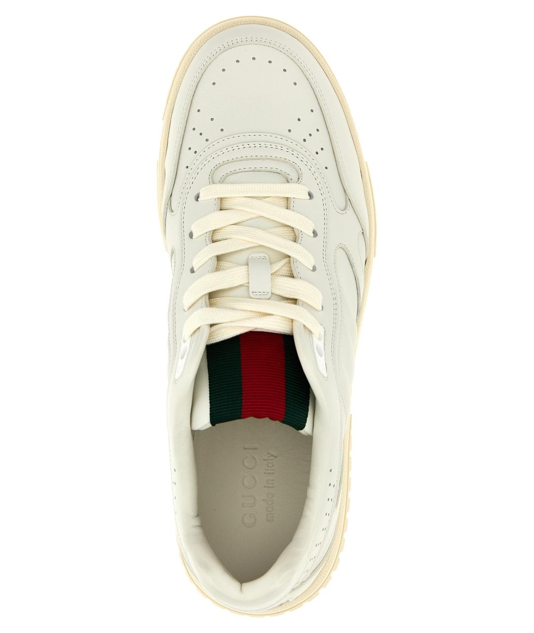 GUCCI Белые кожаные низкие кроссовки / кеды, фото 4