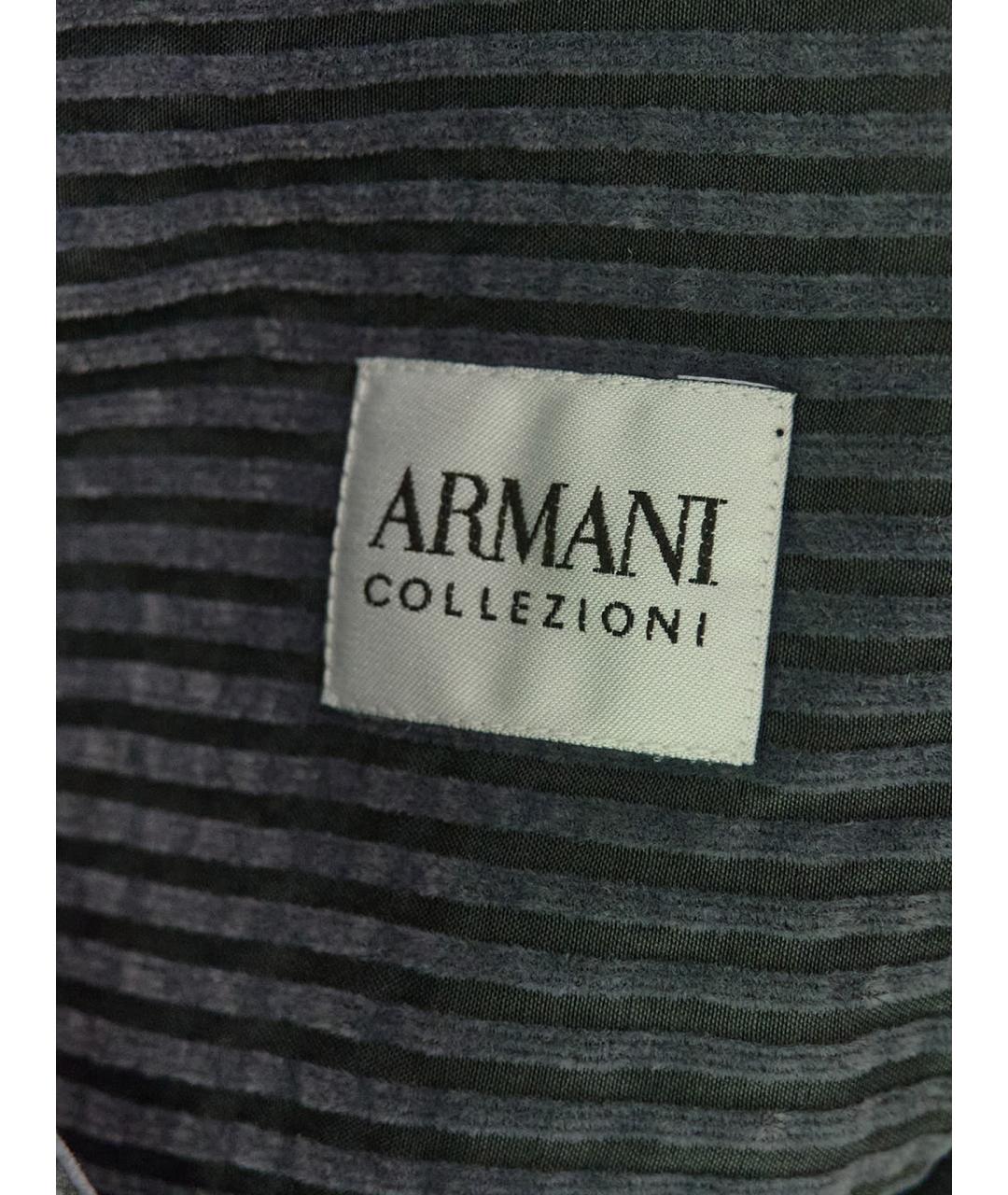 ARMANI COLLEZIONI Серая хлопко-шелковая классическая рубашка, фото 7