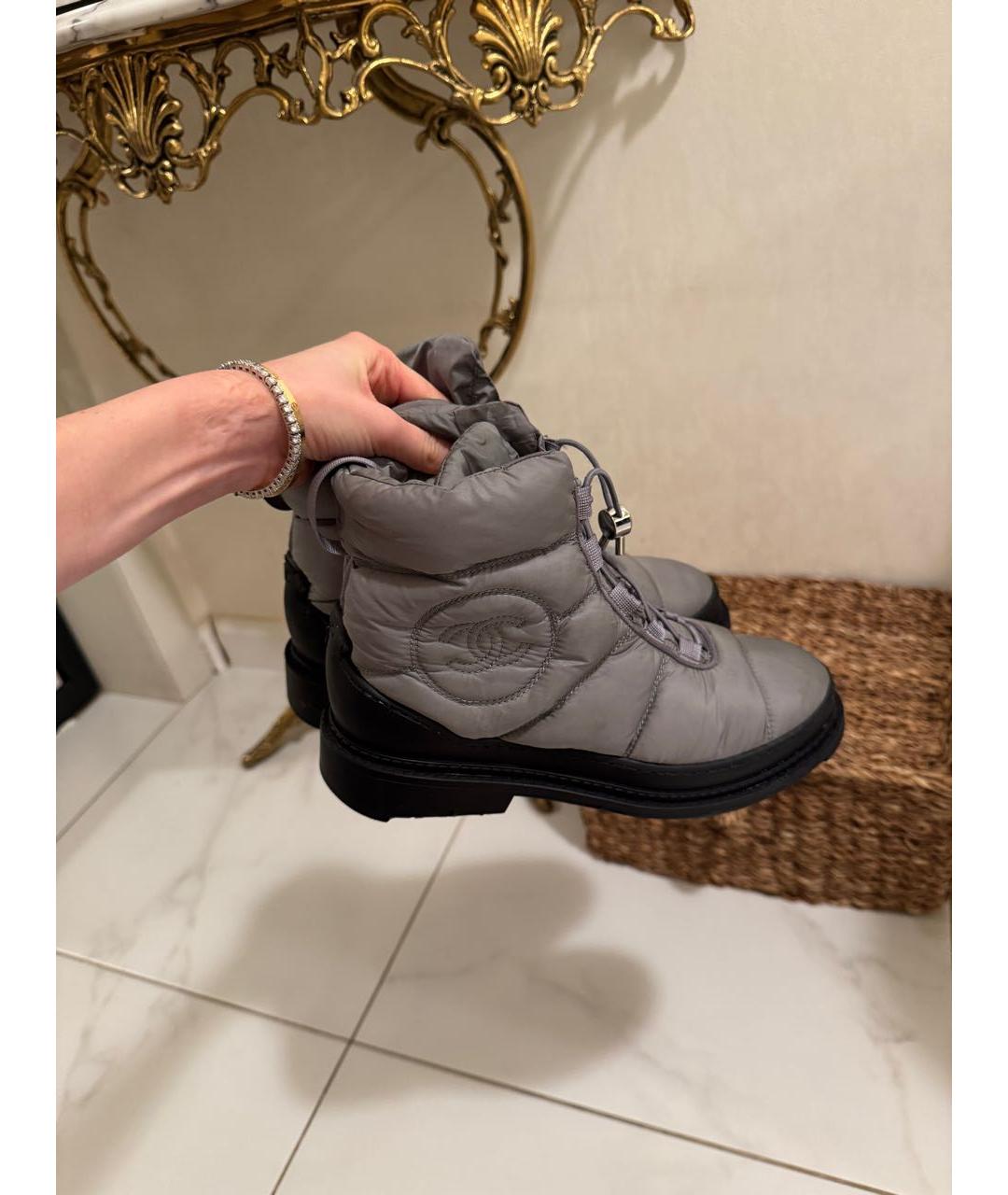 CHANEL Серые синтетические ботинки, фото 9