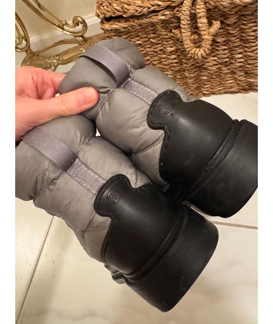 CHANEL Серые синтетические ботинки, фото 7