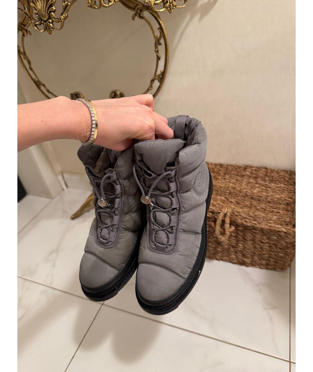 CHANEL Серые синтетические ботинки, фото 2