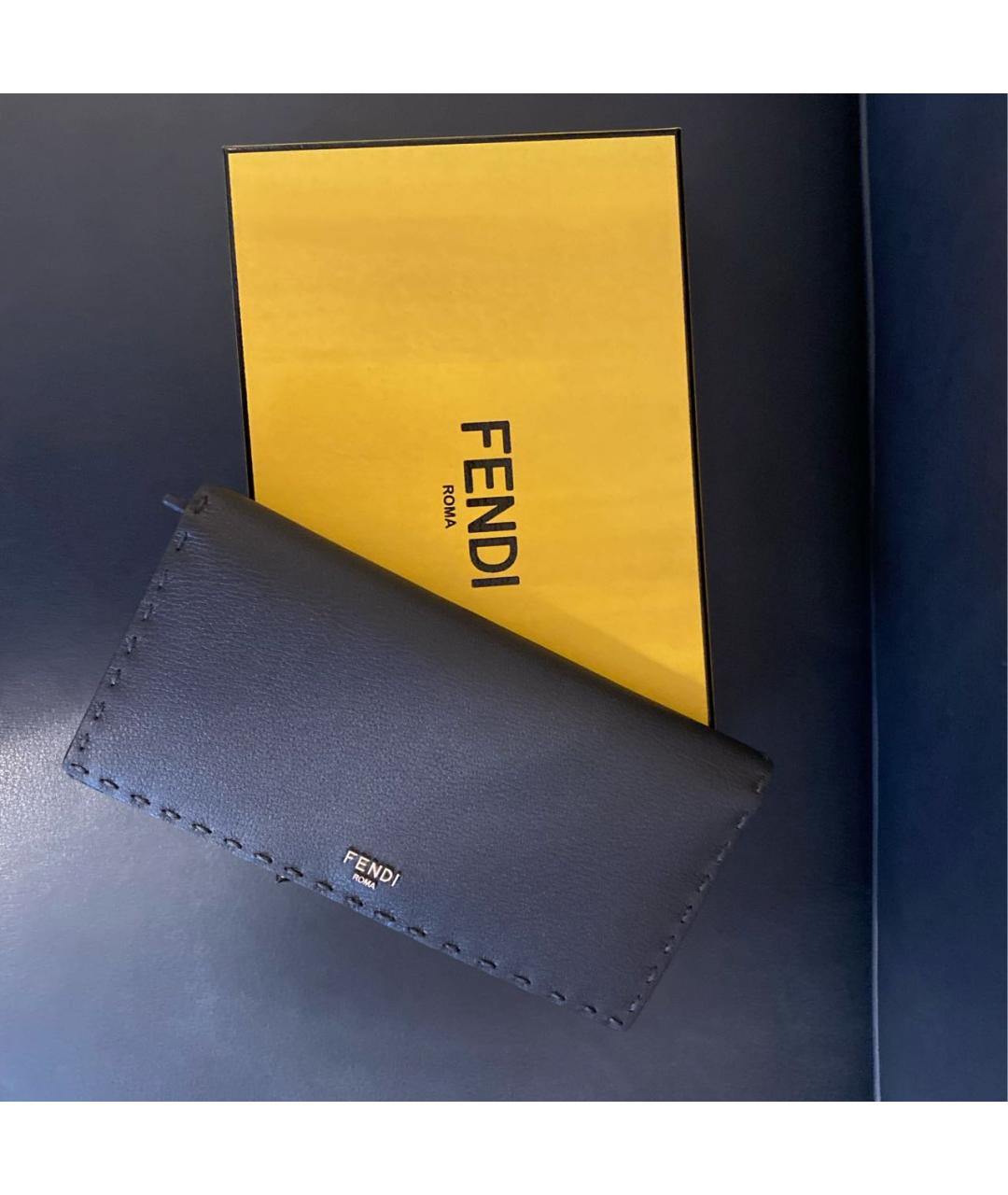 FENDI Серый кожаный кошелек, фото 7