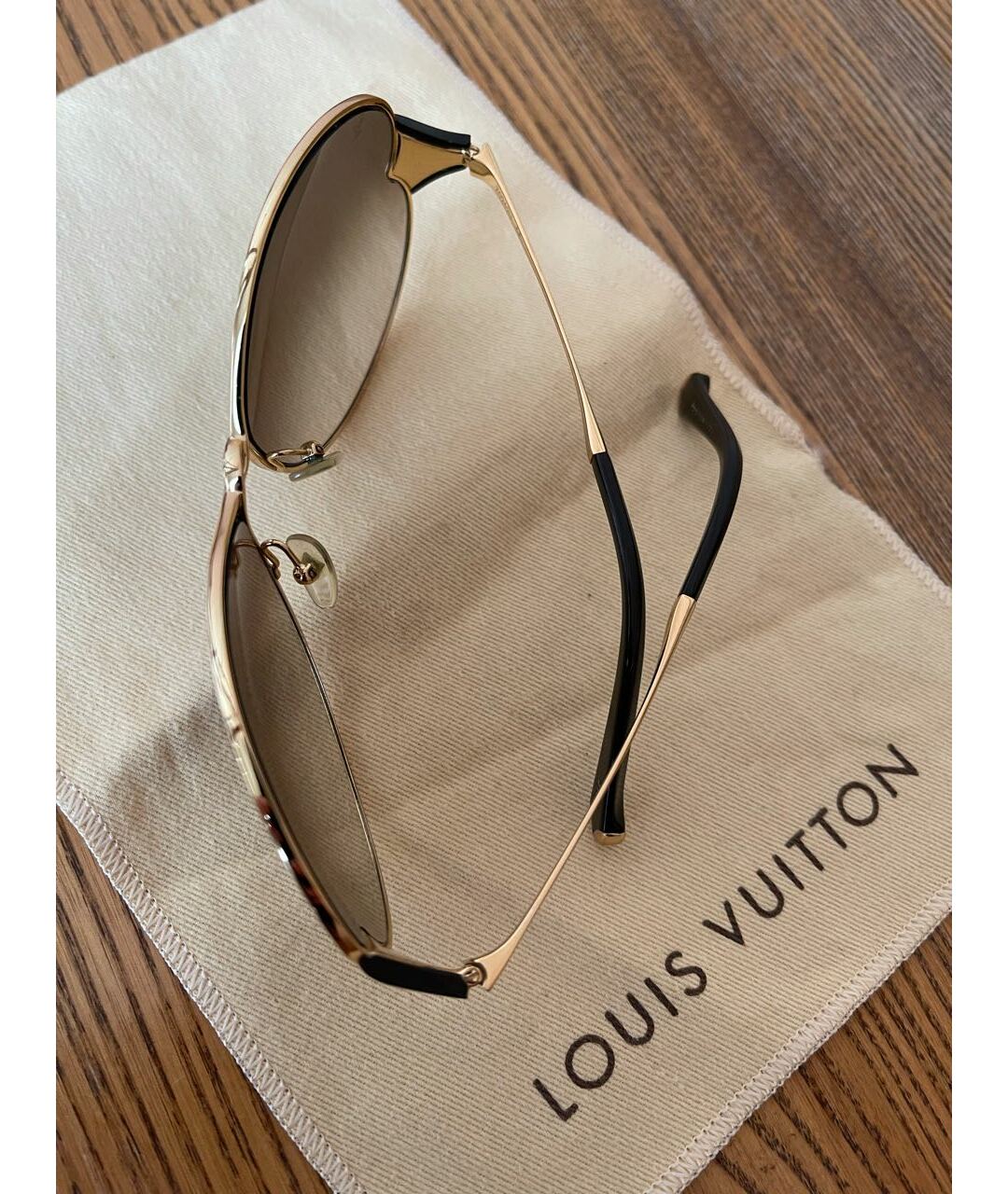 LOUIS VUITTON PRE-OWNED Золотые металлические солнцезащитные очки, фото 3