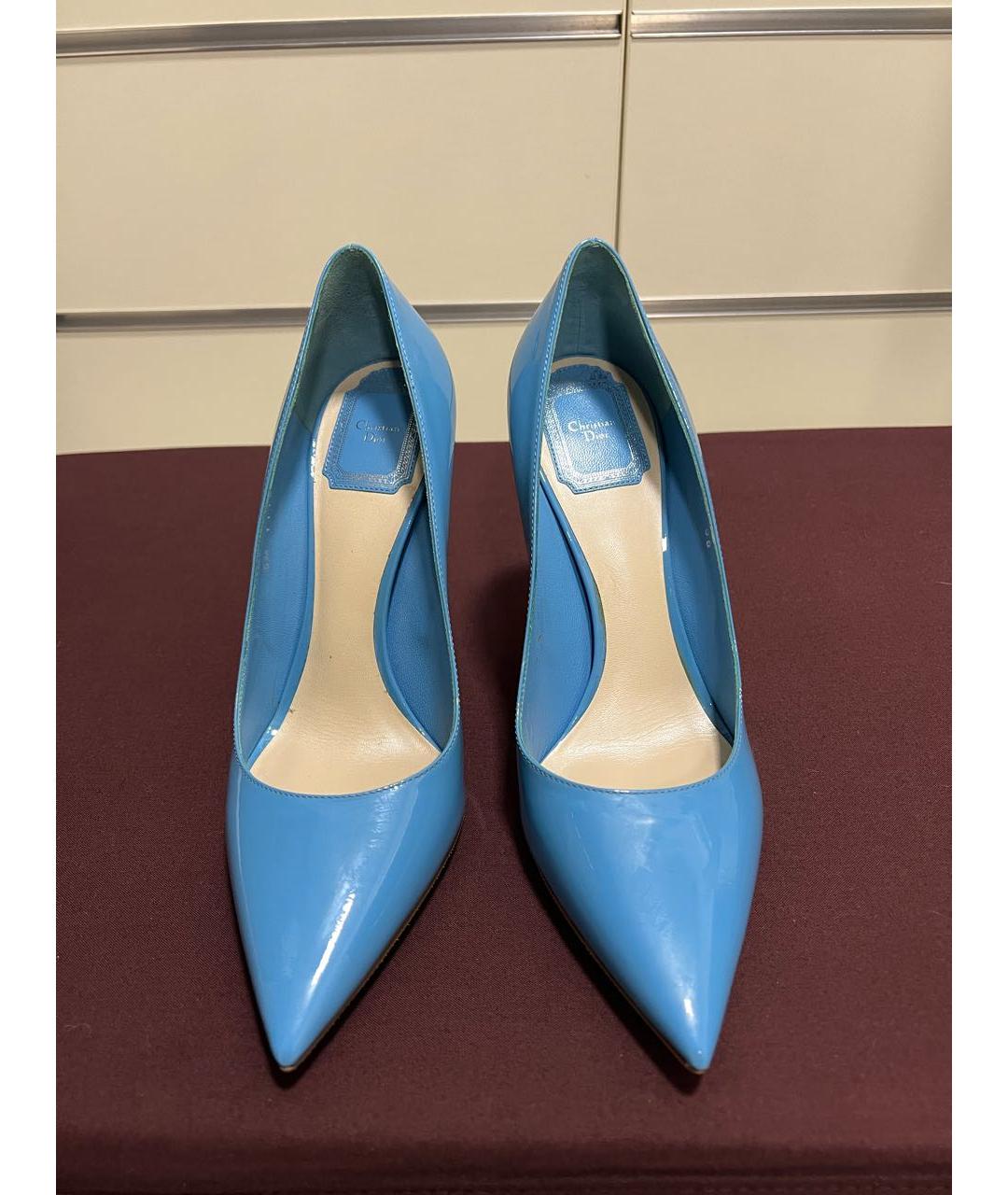 CHRISTIAN DIOR Голубые туфли из лакированной кожи, фото 2