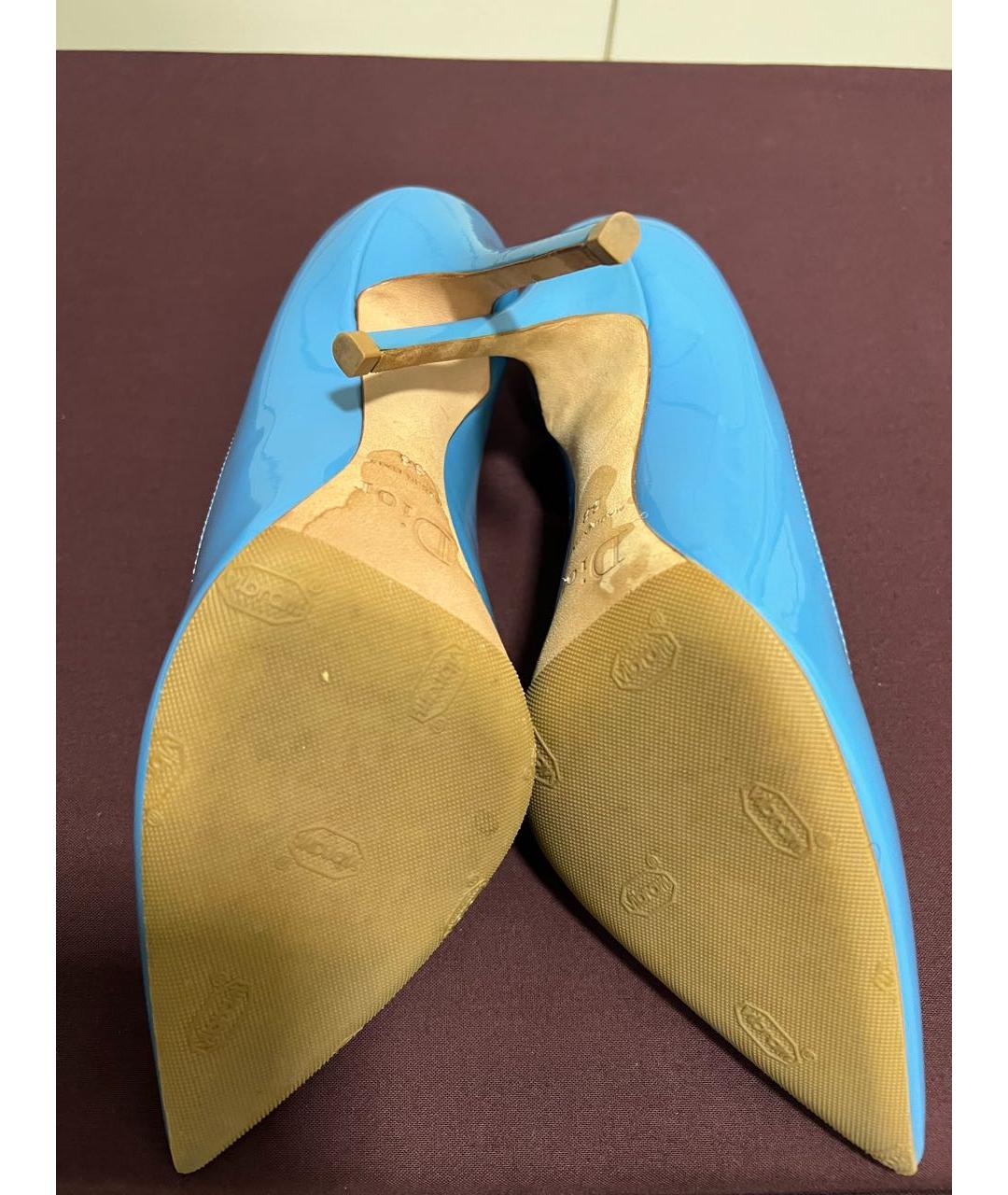 CHRISTIAN DIOR Голубые туфли из лакированной кожи, фото 5