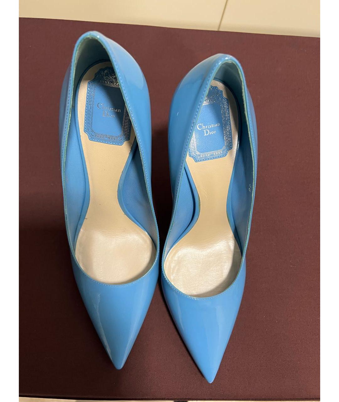 CHRISTIAN DIOR Голубые туфли из лакированной кожи, фото 4