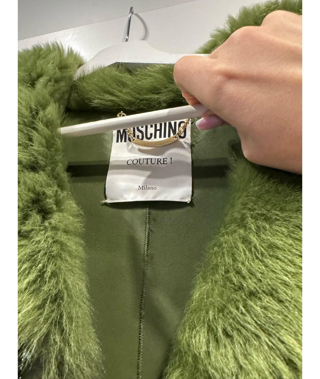 BOUTIQUE MOSCHINO Зеленая шерстяная шуба, фото 5