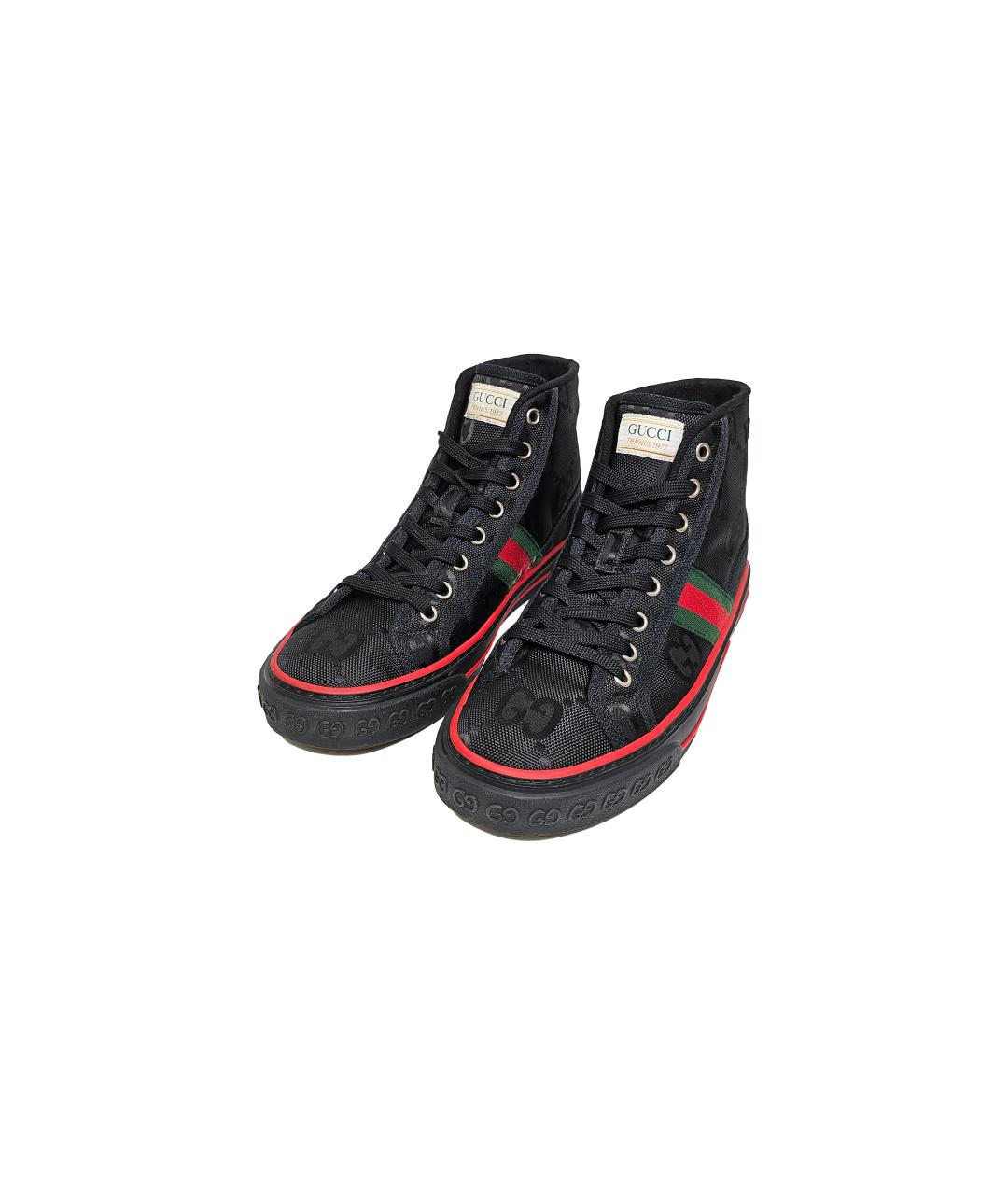 GUCCI Черные текстильные кеды, фото 3