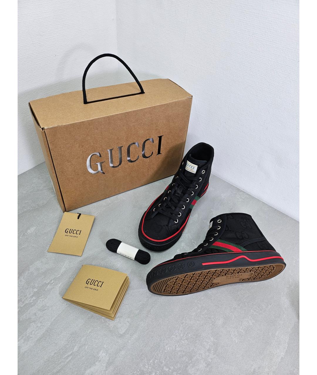GUCCI Черные текстильные кеды, фото 8