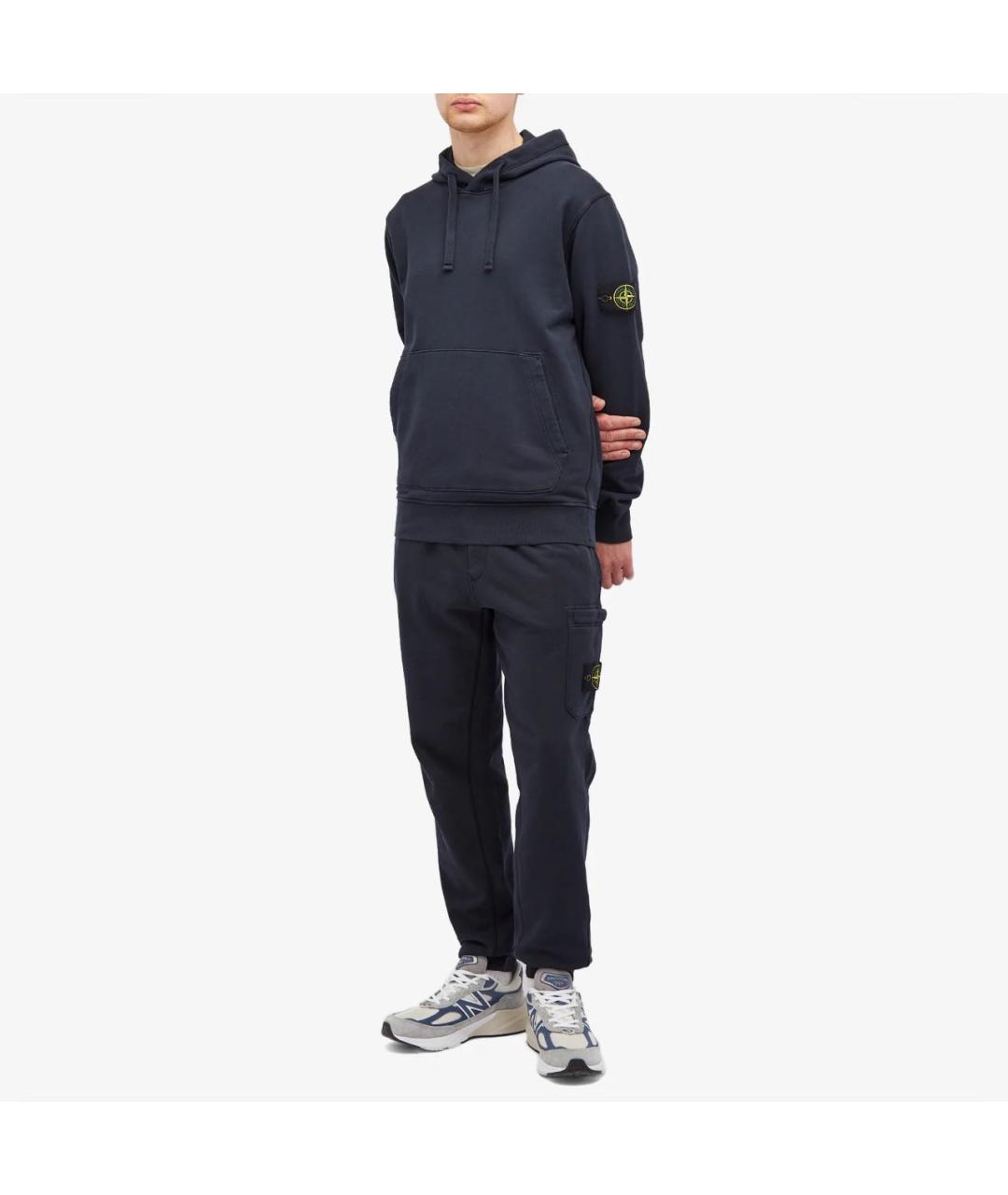 STONE ISLAND Темно-синие хлопковые повседневные брюки, фото 4
