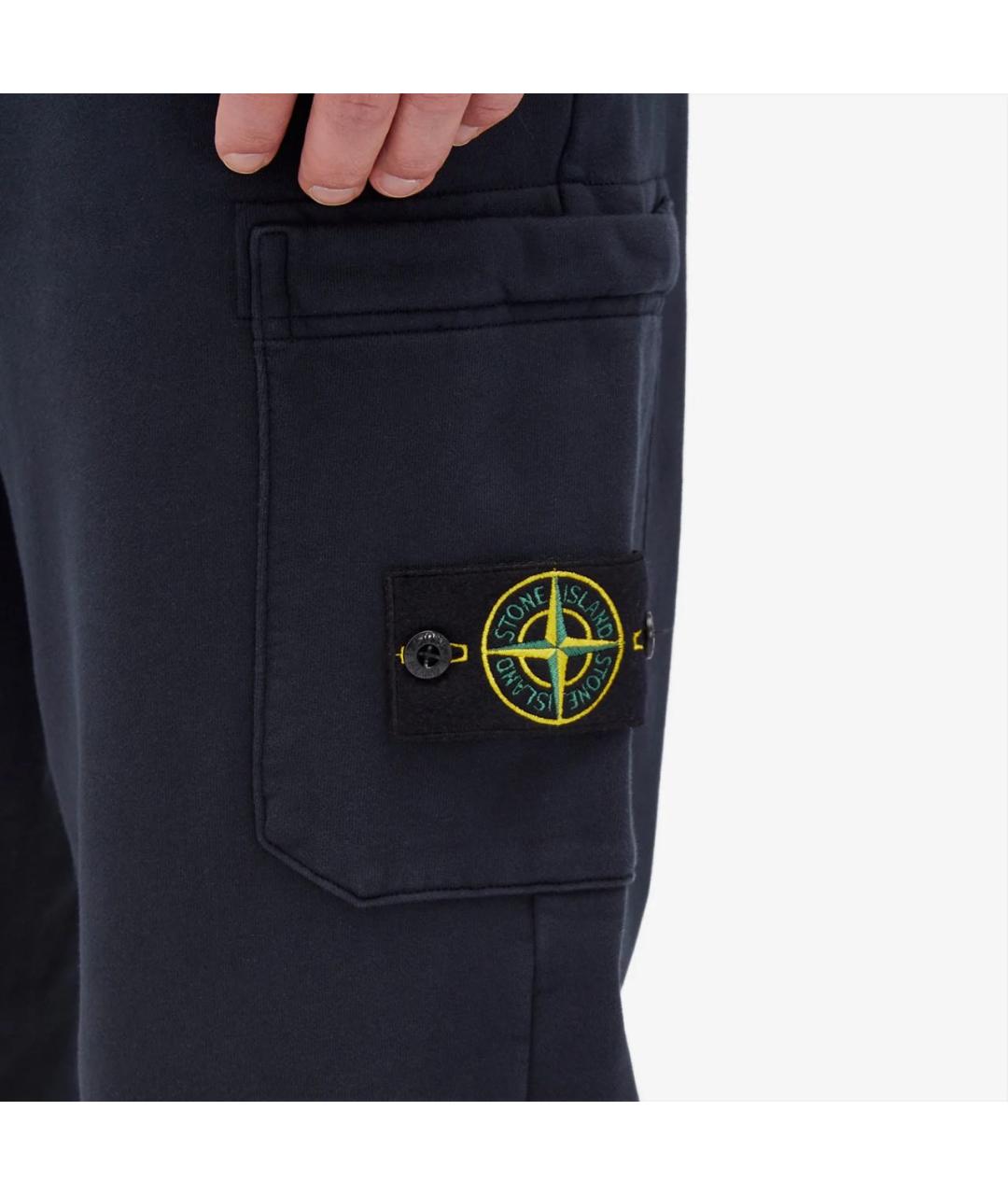 STONE ISLAND Темно-синие хлопковые повседневные брюки, фото 3