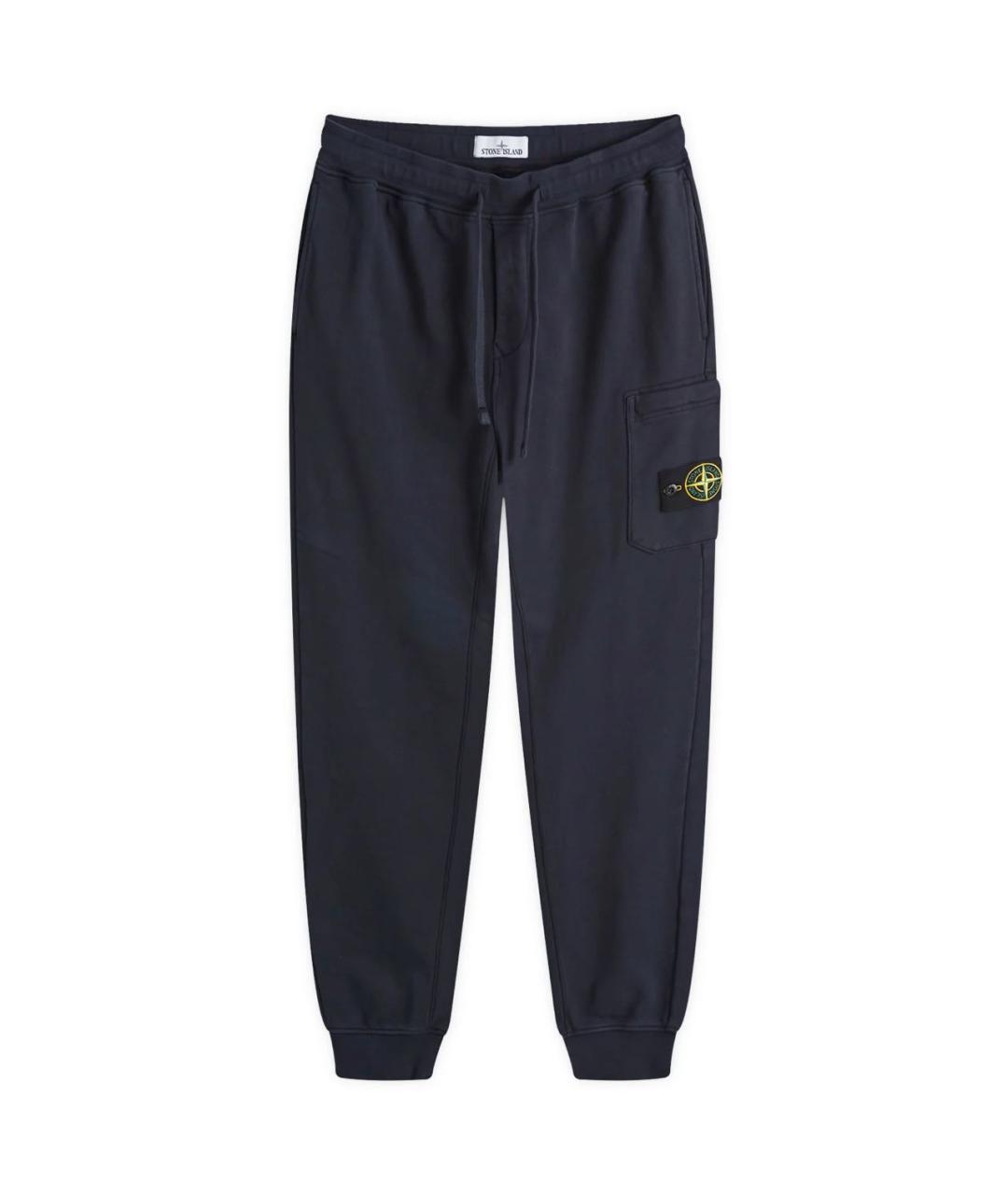 STONE ISLAND Темно-синие хлопковые повседневные брюки, фото 1