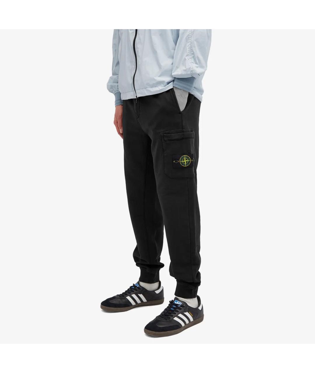 STONE ISLAND Черные хлопковые повседневные брюки, фото 4