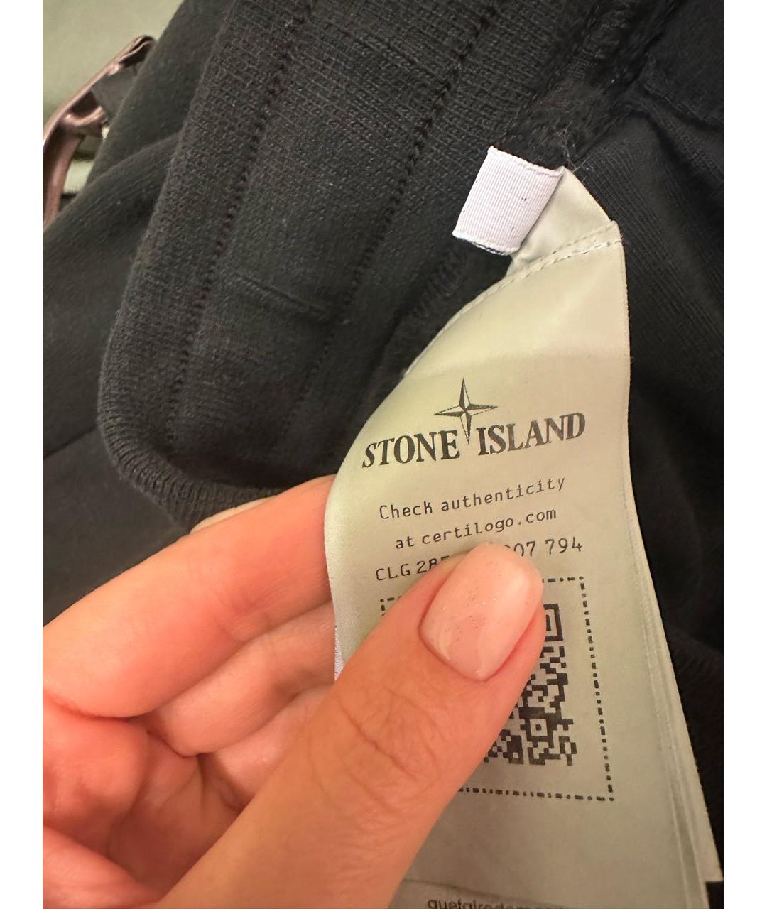 STONE ISLAND Черные хлопковые повседневные брюки, фото 6