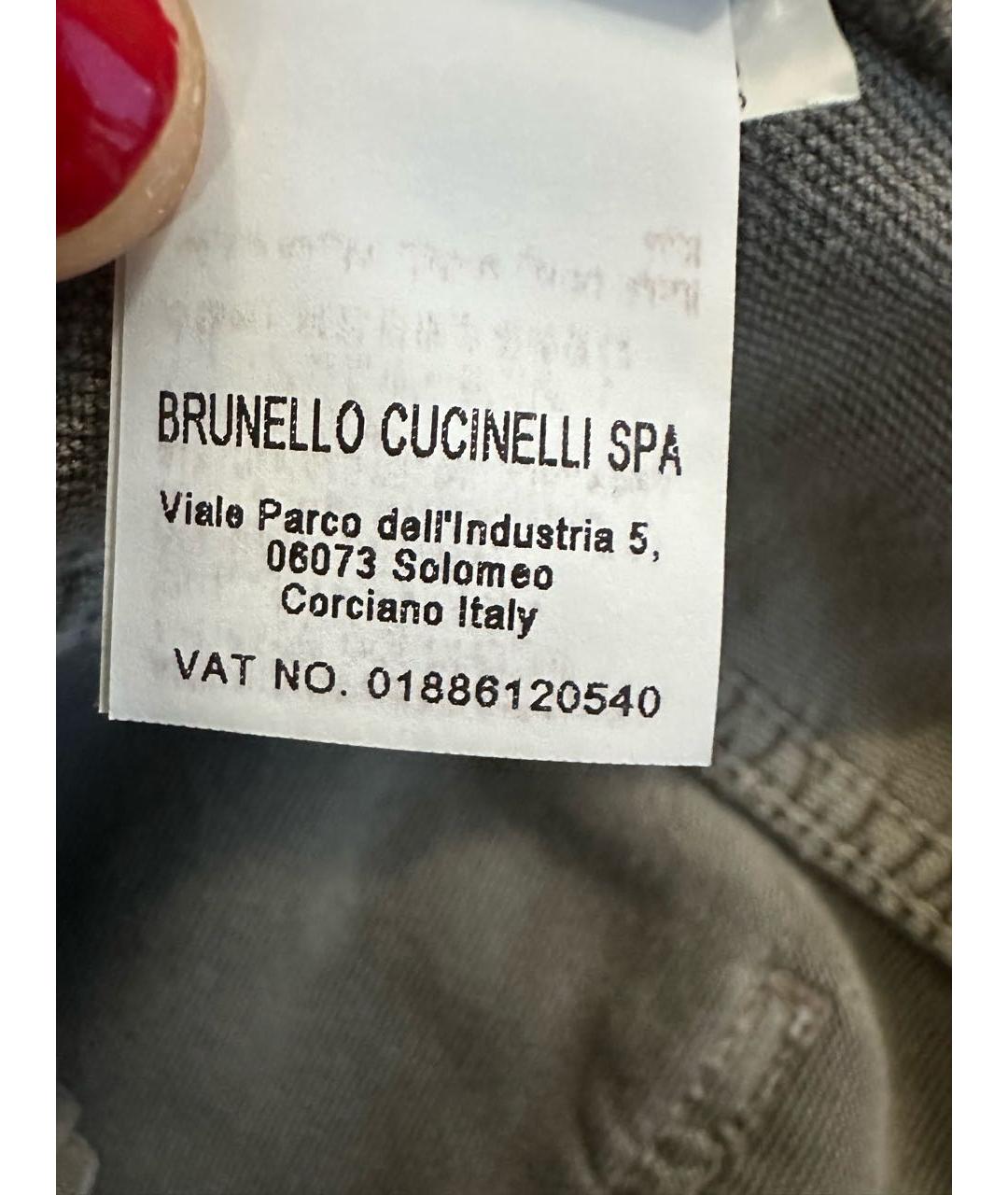 BRUNELLO CUCINELLI Коричневые хлопковые прямые брюки, фото 8