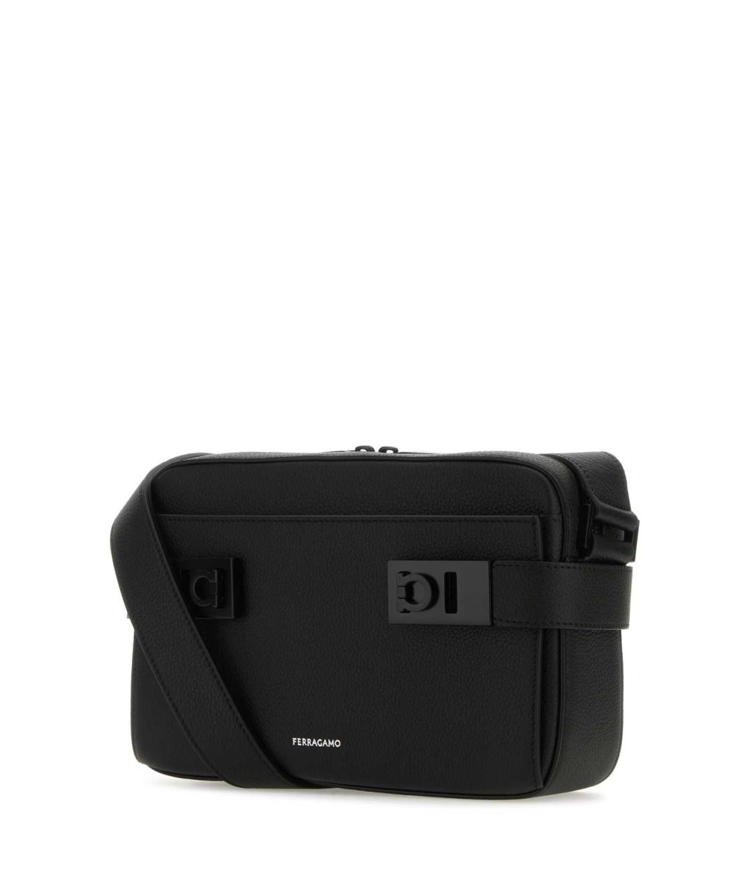 FERRAGAMO Черная кожаная сумка на плечо, фото 2