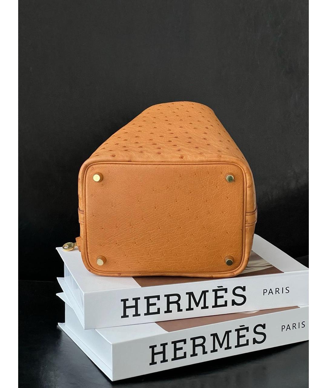 HERMES Коричневая сумка с короткими ручками из экзотической кожи, фото 5