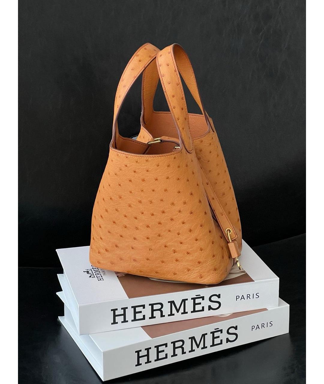 HERMES Коричневая сумка с короткими ручками из экзотической кожи, фото 3