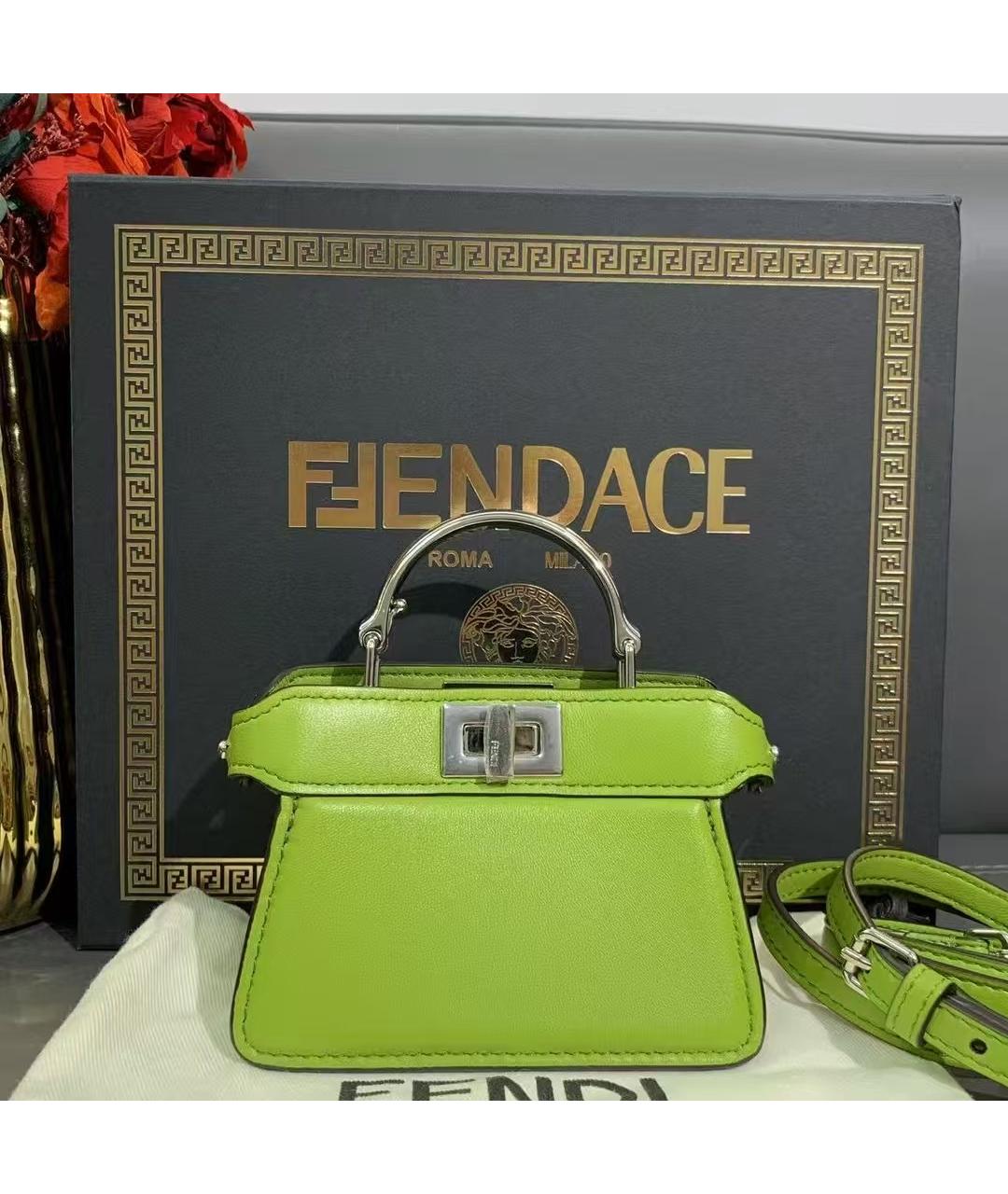 FENDI Зеленая кожаная сумка через плечо, фото 2