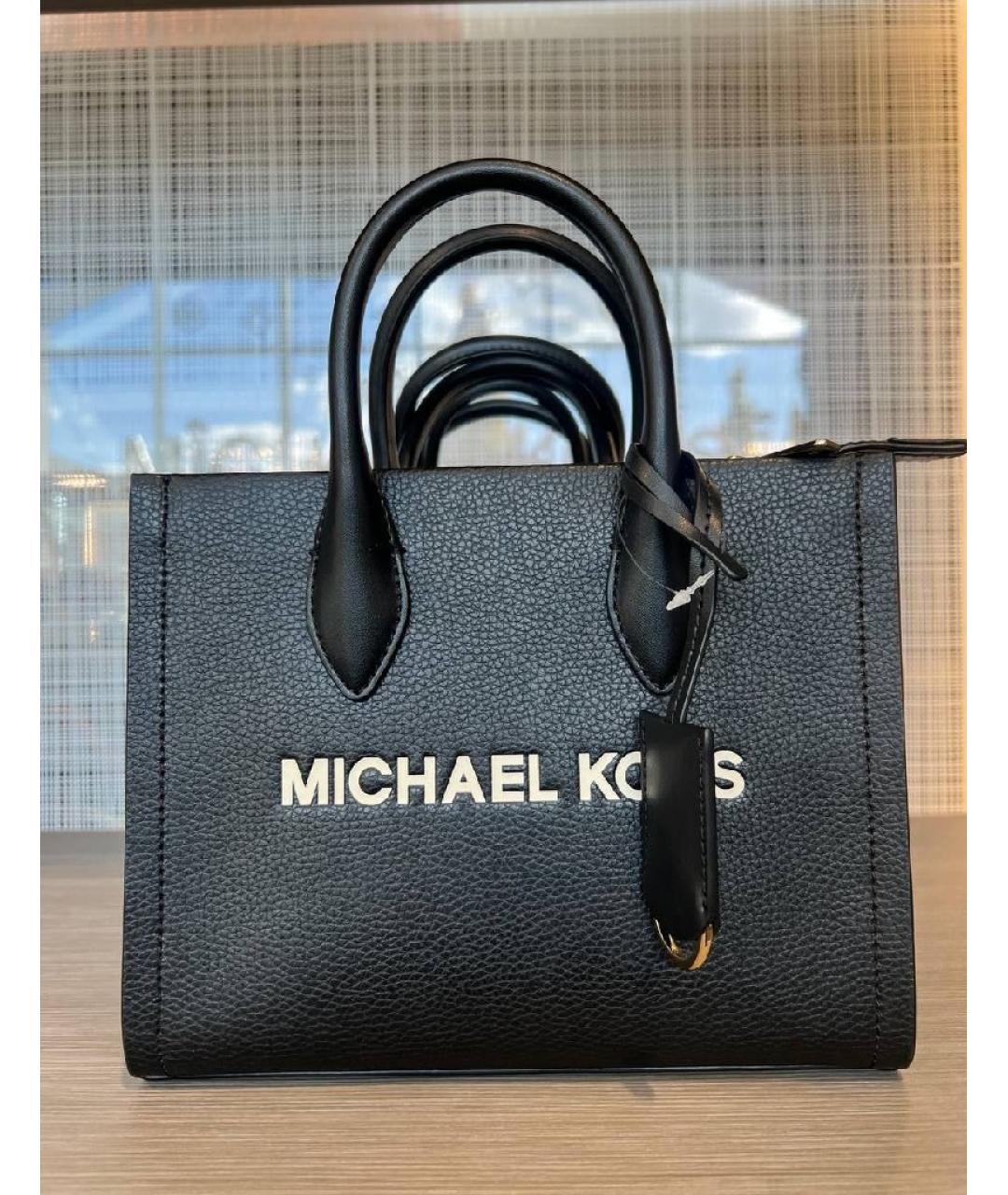 MICHAEL KORS Черная кожаная сумка тоут, фото 6