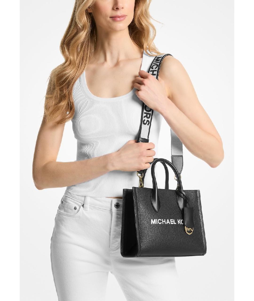 MICHAEL KORS Черная кожаная сумка тоут, фото 5