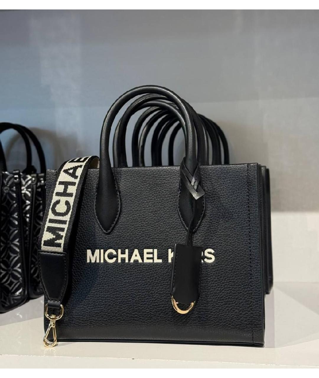 MICHAEL KORS Черная кожаная сумка тоут, фото 2