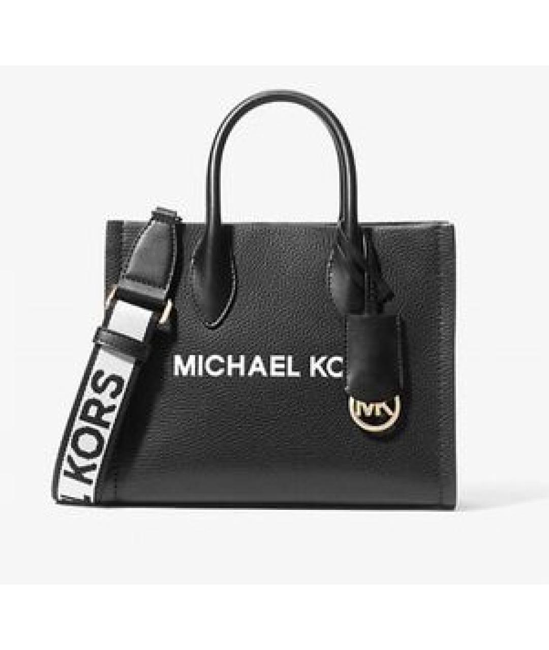 MICHAEL KORS Черная кожаная сумка тоут, фото 7