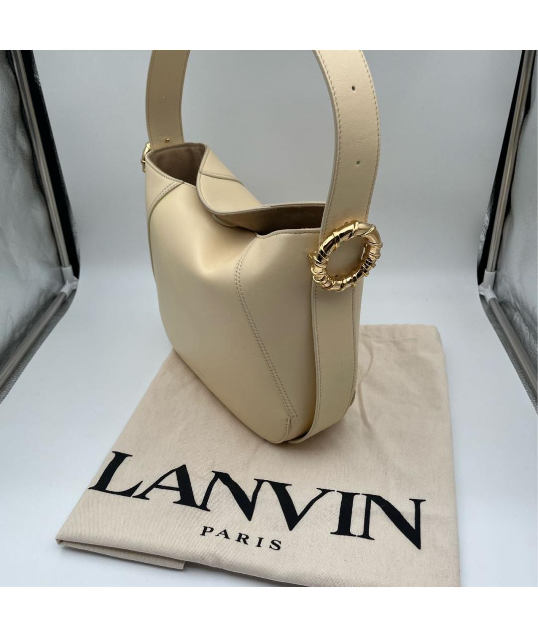 LANVIN Бежевая кожаная сумка через плечо, фото 4