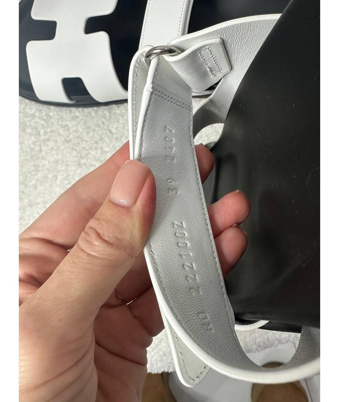 HERMES Белые кожаные шлепанцы, фото 5