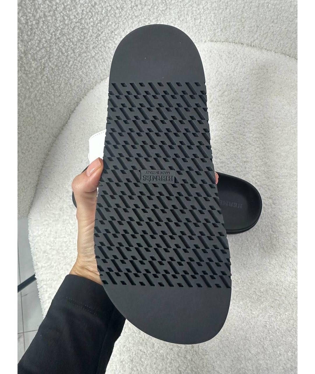 HERMES Белые кожаные шлепанцы, фото 4