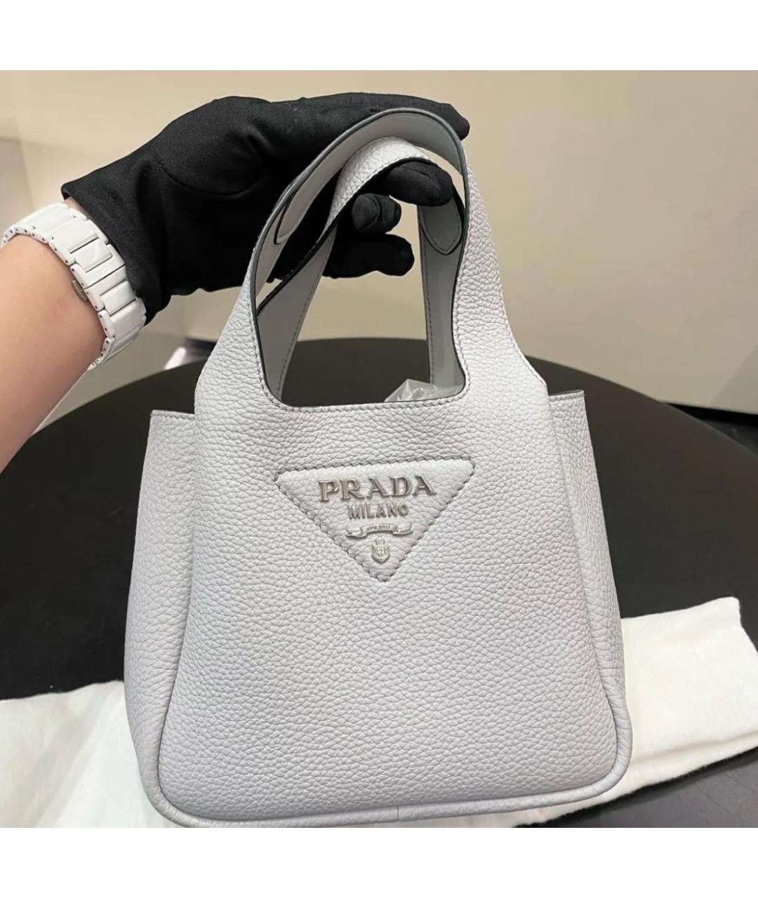 PRADA Серая кожаная сумка тоут, фото 2