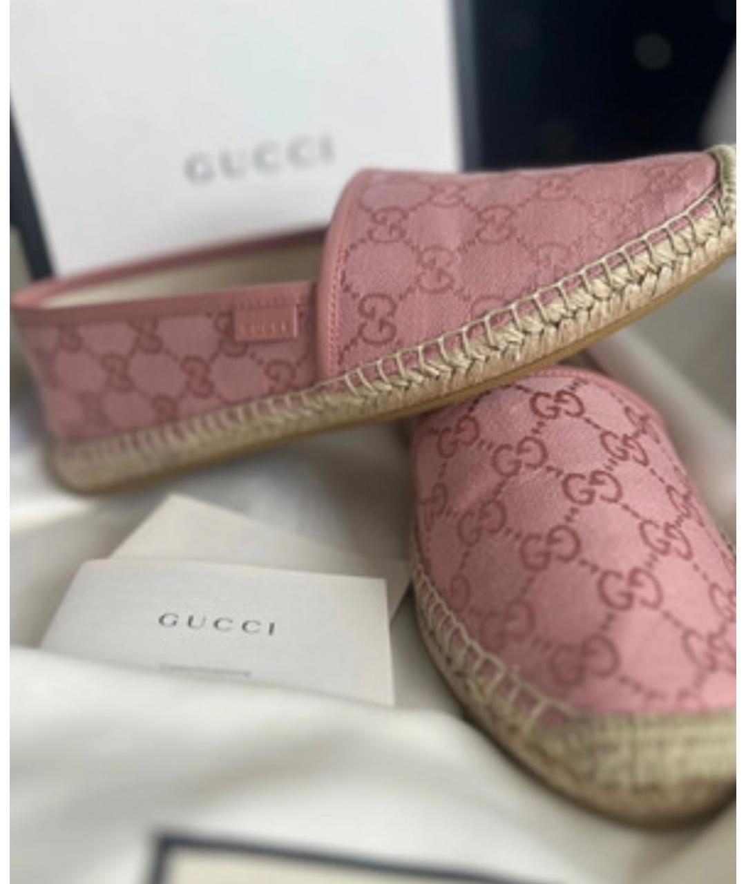 GUCCI Розовые текстильные эспадрильи, фото 2