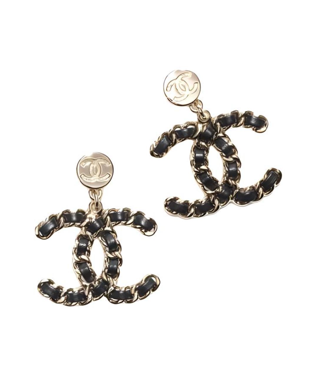 CHANEL Черные металлические серьги, фото 1