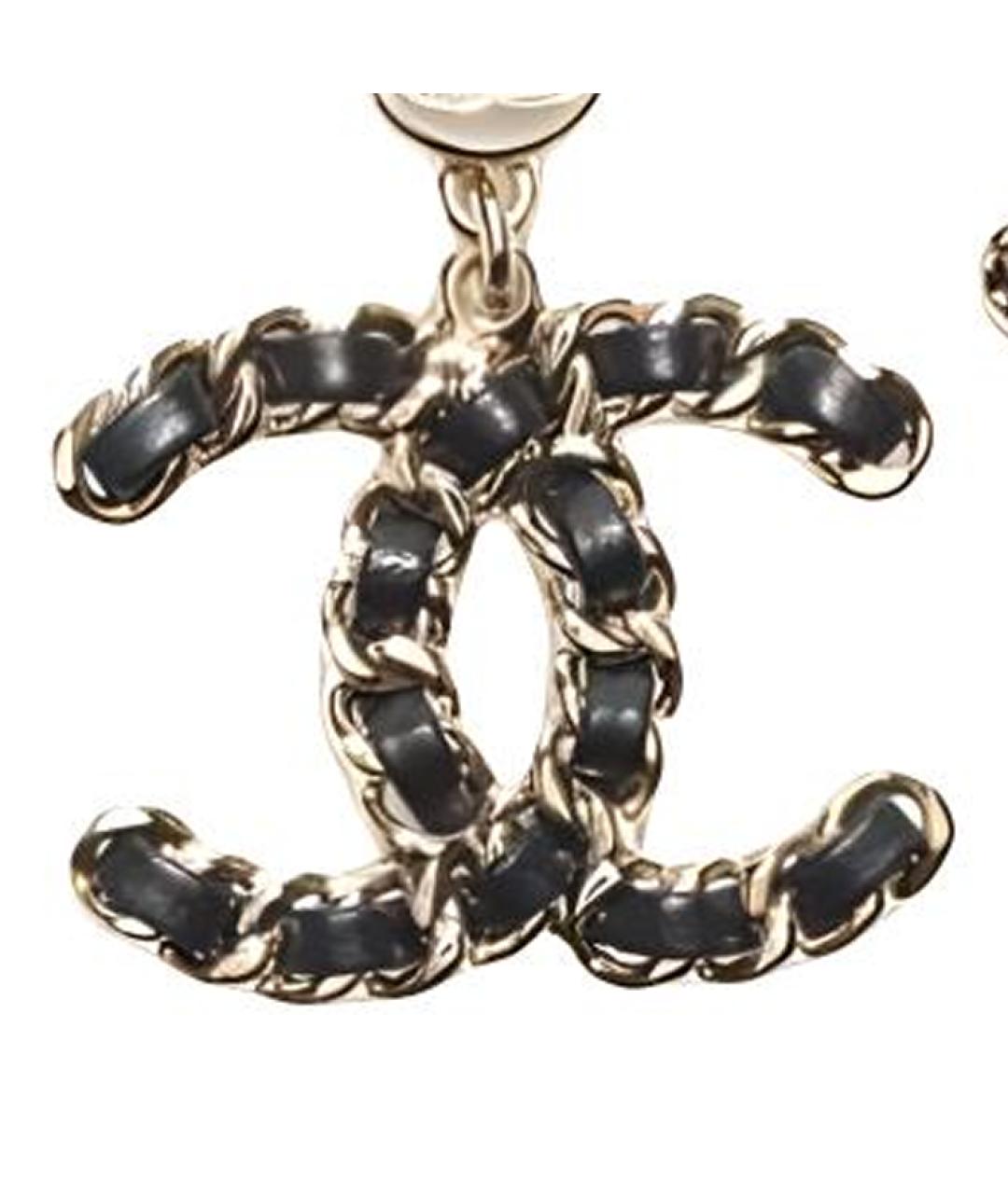 CHANEL Черные металлические серьги, фото 3