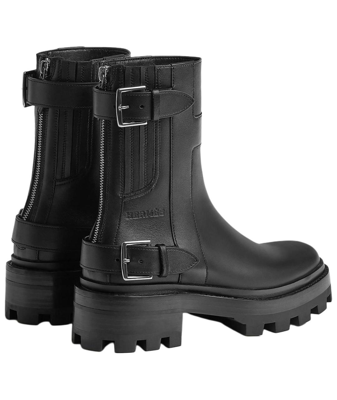 HERMES Черные кожаные сапоги, фото 2