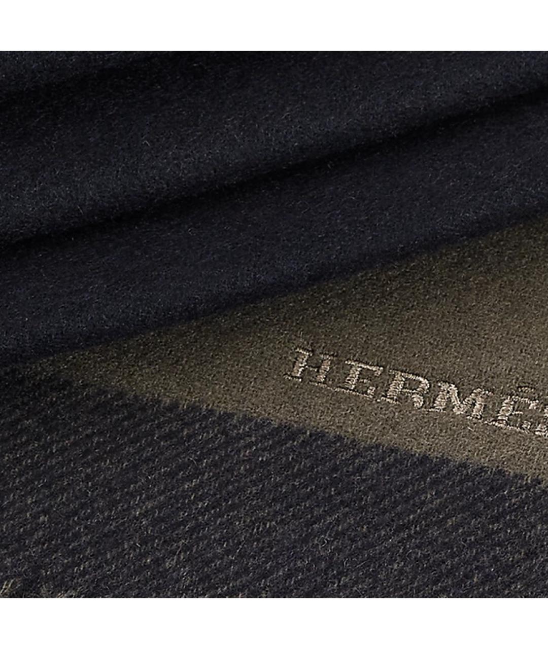 HERMES Черный кашемировый шарф, фото 2