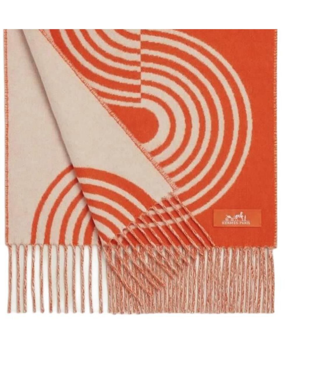 HERMES Оранжевый кашемировый шарф, фото 3