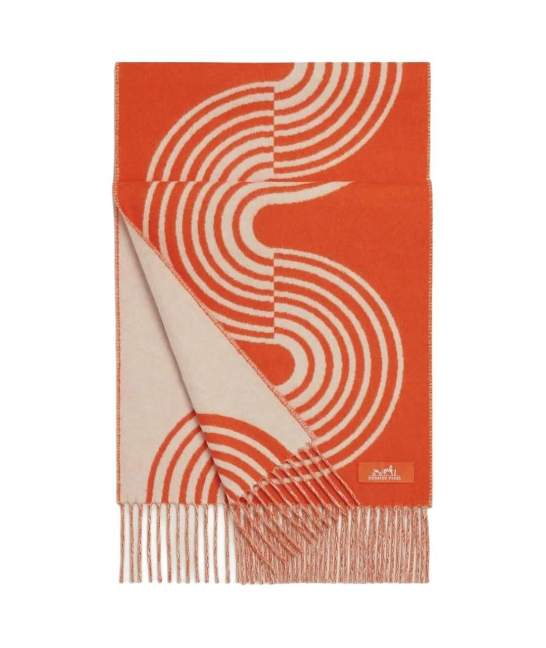 HERMES Оранжевый кашемировый шарф, фото 1