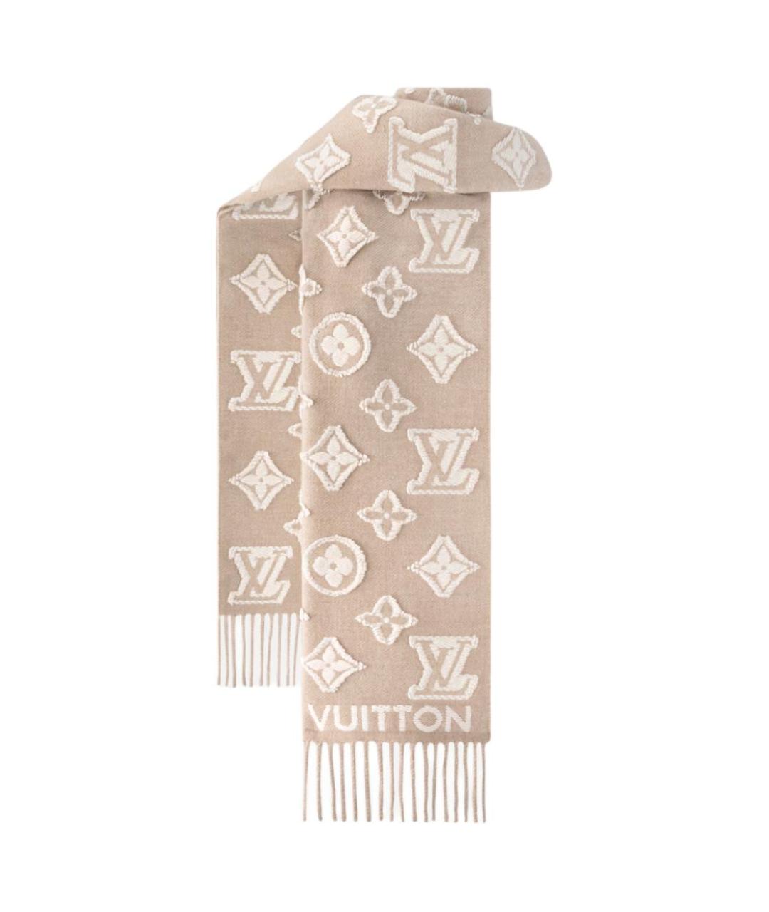 LOUIS VUITTON Бежевый шерстяной шарф, фото 2